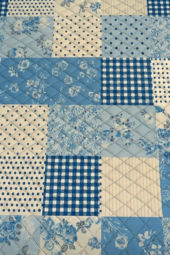 3D ELSE HALI Blue and White Patterned Single Pique Set Bedspread