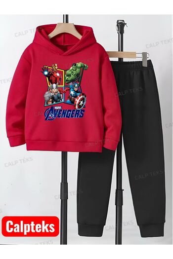 CALP TEKS Avengerss Heroes Printed Thick Cotton Hooded Sweatshirt Set