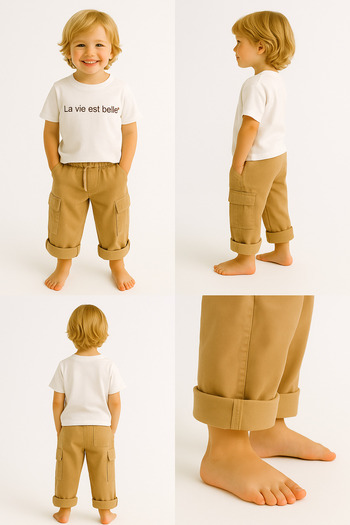 Motebarn Wear Boys' Cargo Pants and T-Shirt 2-Piece Bottom-Top Set