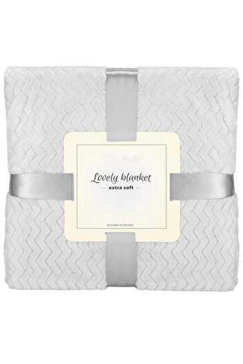 SERSIMO Fluffy blanket for 2 people, 2 sides, embossed pattern, 200x220cm, gray