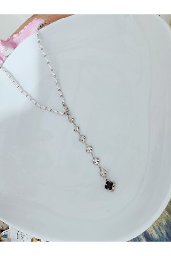 elbi bijuteri White Heart Y Necklace