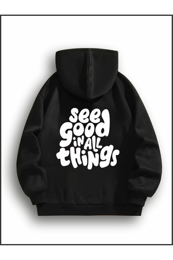 estilowear Unisex See Good in All Things Printed Oversize Sweatshirt Black