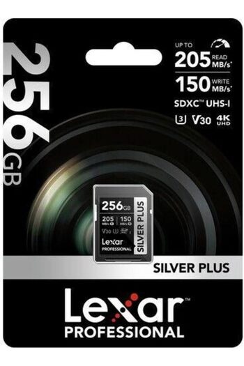 Lexar بطاقة ذاكرة Professional Silver Plus 256GB | سرعة 205MB/s | 4K UHD | 1066x
