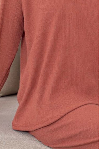Farya Home Thick Winter Interlock Stripe Long Sleeve Knitted Pajamas Set