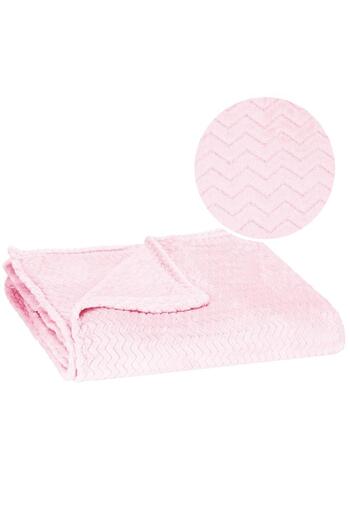 SERSIMO Fluffy blanket for 2 people, 2 sides, embossed pattern, 200x220cm, powder pink