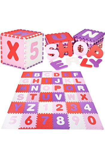 SERSIMO Foam carpet for children, puzzle type numbers and letters, 36 pieces, 175×175 cm, multicolor