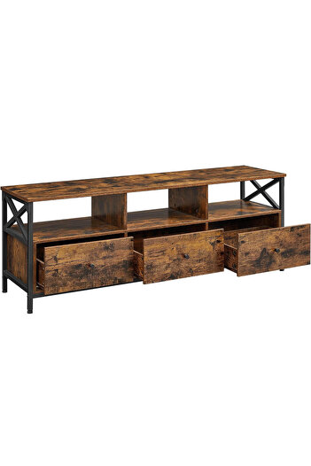 OEM VASAGLE TV Stand for up to 65 inches, with 3 drawers and 3 open shelves, 40x147x50cm, brown