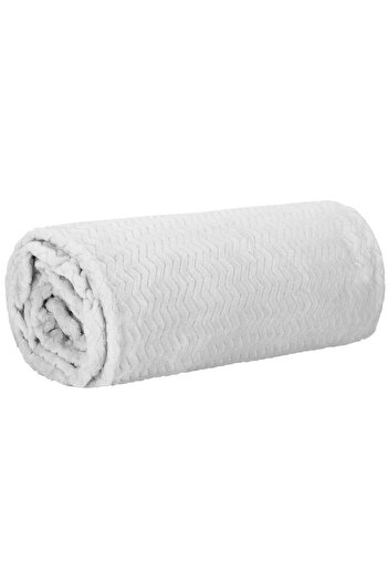 SERSIMO Fluffy blanket for 2 people, 2 sides, embossed pattern, 200x220cm, gray