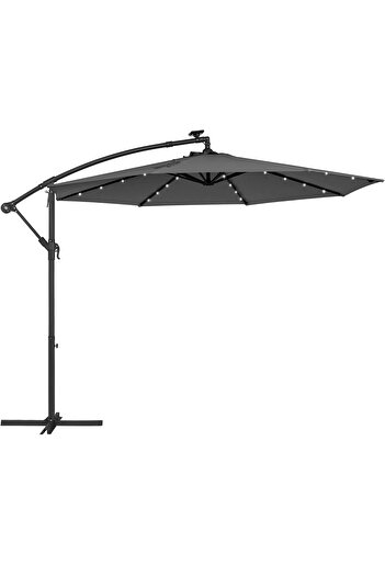 OEM SONGMICS Banana Side Arm Garden Umbrella, 300cm, with Solar LED Lighting, Grey