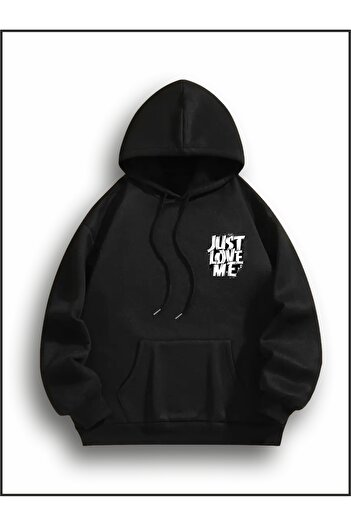 estilowear Unisex Just Love Me Printed Oversize Sweatshirt Black