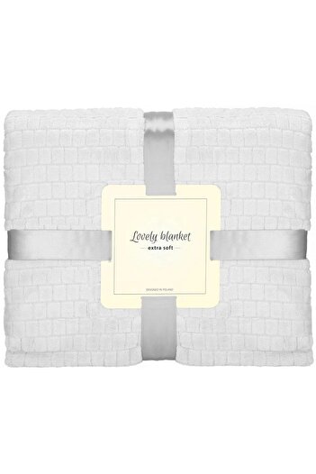 SERSIMO Fluffy blanket for 2 people, 2 sides, embossed pattern, 170x210cm, light gray
