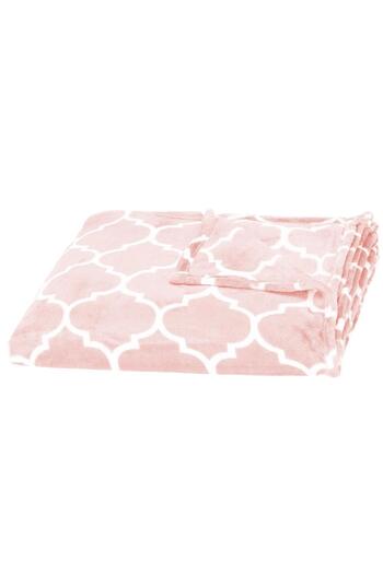 SERSIMO Fluffy blanket for 2 people, 200x220cm, with Moroccan clover pattern, pink