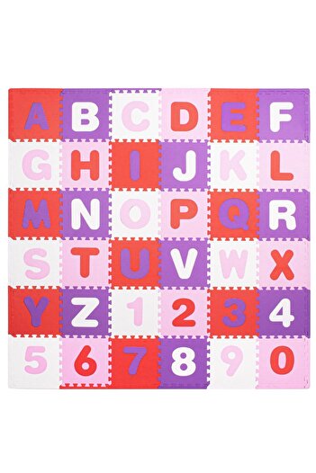 SERSIMO Foam carpet for children, puzzle type numbers and letters, 36 pieces, 175×175 cm, multicolor