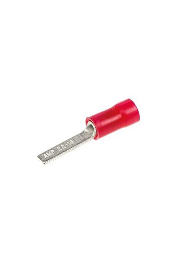 TE Connectivity Flat end 2.95mm 0.26/1.65mm2 crimped on red insulated cable 131443