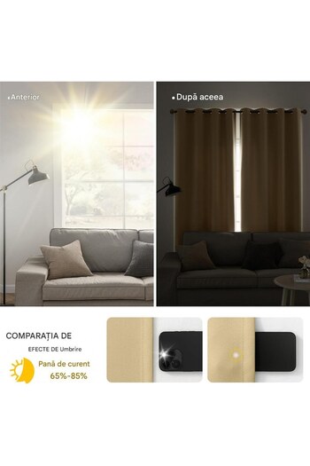 Bonmedico Set 2 Blackout Curtains, 140 x 225 cm, Light Beige - CN
