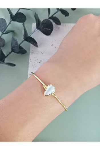 mos&more Gold White Drop Stone Crisp Bracelet