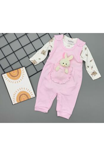 Amur Baby Teddy Bear Romper Teddy Bear Patterned Bodysuit Bear Salopet Set Cotton