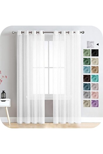 MIULEE Set 2 Draperie Premium, 140 x 300 cm, Prindere pe Sina cu Inele, Alb - CN