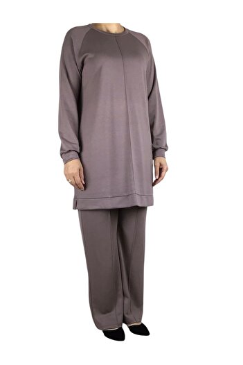 ECE GİYİM Women's Tunic with Sewn Front and Bottom Bands Pants with Elastic Waist Double Set with Sewn Front and Double Set