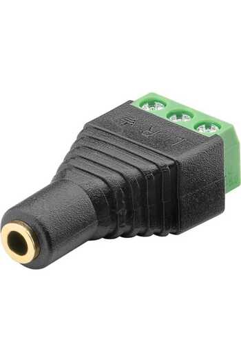goobay 3-pin terminal block adapter with screw terminal block to 3.5 mm female 3-pin stereo jack 76746