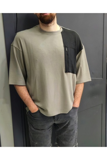 hammerland Short Sleeve Modal Fabric T-Shirt with Zipper Pocket Detail