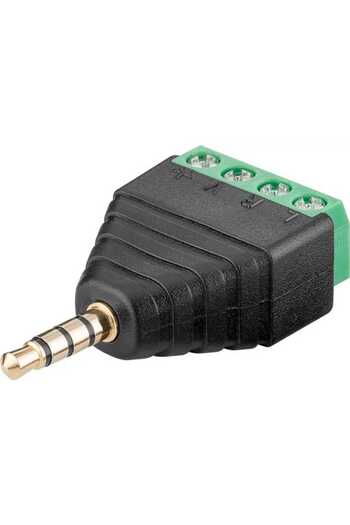 goobay 4-pin terminal block adapter with screw terminal block to 3.5 mm male 4-pin stereo jack 59198