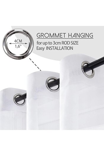 MIULEE Premium Curtain, 225 x 300 cm, Track Mount with Rings, White - CN