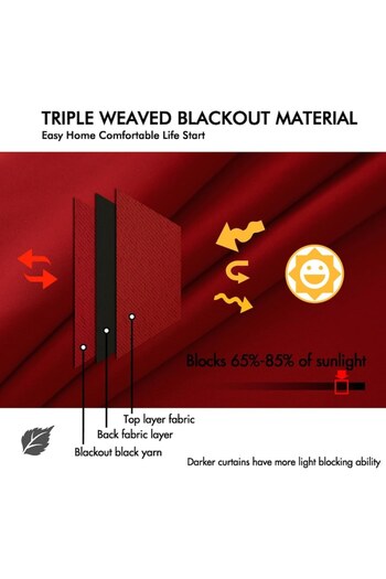 MEEDEN Set of 2 Blackout Curtains, 140 x 225 cm, Red - CN