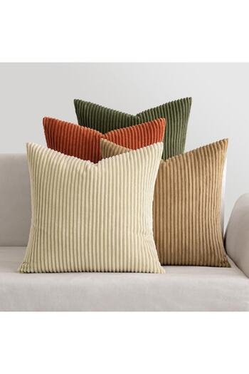 MEEDEN Set 4 Bucati Fata de Perna, 40 x 40 cm, Maro-Verde