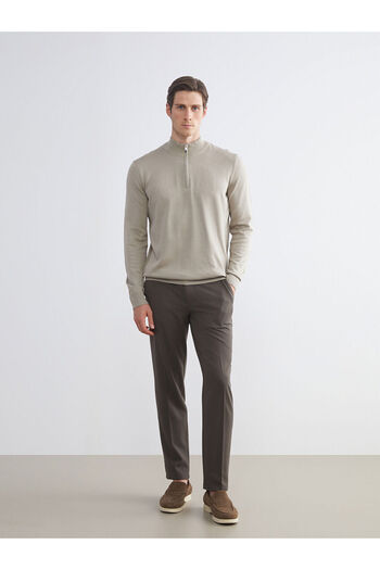 LC Waikiki Beige Stand Collar Men's Knitwear Sweater
