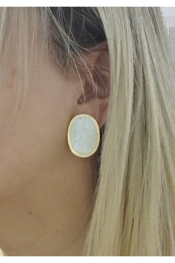 mos&more Steel Gold White Lightweight Earrings