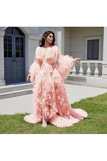 OEM Maternity Tulle Dress for Women, Kimono Style, Perspective, Photography, Children's Party, Size S