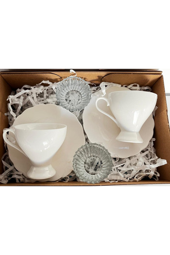 adin tasarım Two-Person 2-Piece Christmas Cup Set 6-Piece Christmas Gift Set Coffee Cup Snack Bowl with Stand