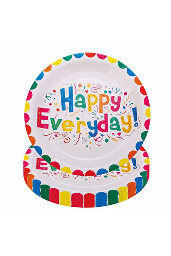 Toolsy Set 10 Farfurii Happy Everyday, Flippy, 17 cm, din Hartie 300 g, Multicolor