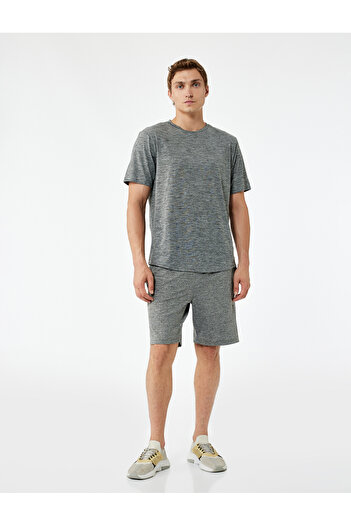 Koton Regular Fit Short Sleeve Stitching Detail Patterned Crew Neck Sports T-Shirt
