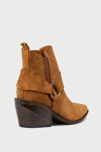 Deery Women's Genuine Suede Tan Color Western Boots