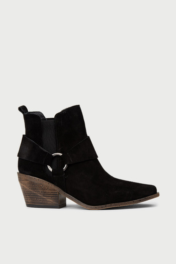 Deery Women's Genuine Suede Black Western Boots