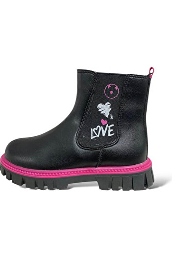 pepino Black-Pink Girls' Boots & Booties Pk24-1788