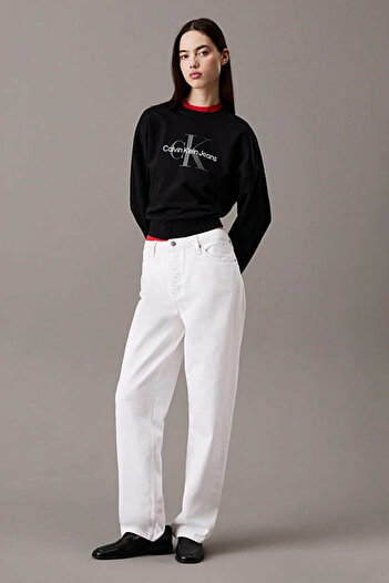 Calvin Klein Kadın LS MONOLOGO FRENCH TERRY RLXD CR Sweatshirts