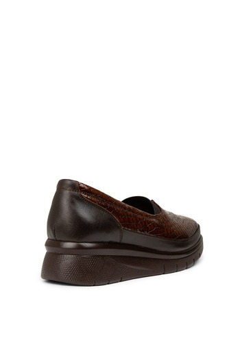 Deery Women's Genuine Leather Brown Wedge Heel Casual Shoes
