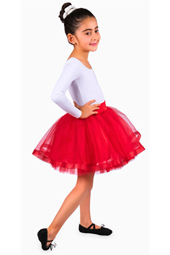 LULLY KİDS Girl's Red Tutu Tulle Skirt Costume Skirt
