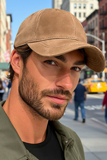 LAGRANZE Genuine Leather Nubuck Men's Hat