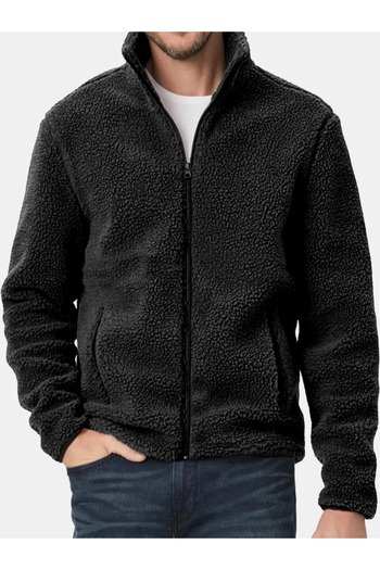 VEGA PORT Φούτερ Unisex με φερμουάρ με 2 τσέπες με φλις εσωτερικά μαύρο
