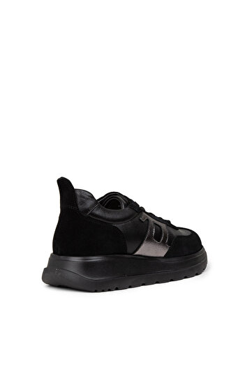 Deery Women's Black Genuine Leather Sneaker Shoes