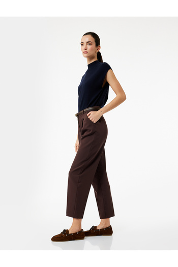 Koton Regular Fit Pocketed Belt Detailed Carrot Pants