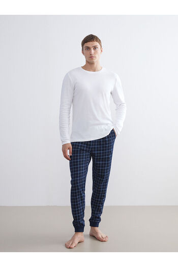 LC Waikiki Navy Blue Standard Fit Plaid Men's Pajama Bottoms W50116Z8