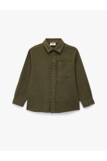 Koton Long Sleeve Classic Collar Single Pocket Buttoned Shirt