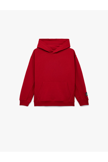 Koton Cotton Kangaroo Pocket Long Sleeve Hooded Ribbed Oversize Sweatshirt