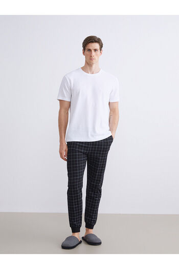 LC Waikiki Black Standard Fit Plaid Men's Pajama Bottoms W50116Z8