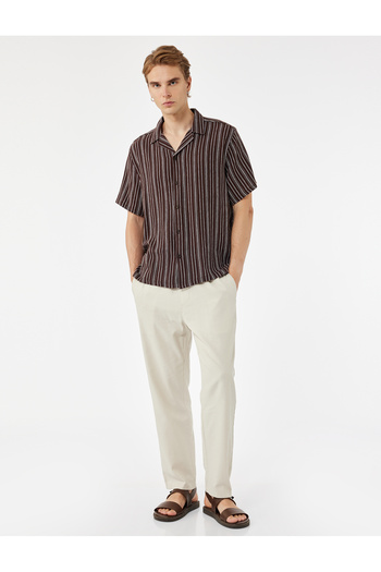 Koton Cotton Linen Blend Pocket Detailed Waist Tie Pants